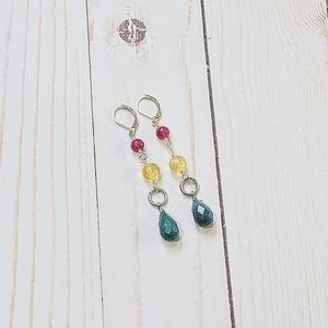ARTISAN BOHO SILVER GEMSTONE EARRINGS